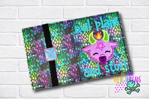 DIGITAL DOWNLOAD Applique Evil Plans And Stuff A6 Notebook Cover