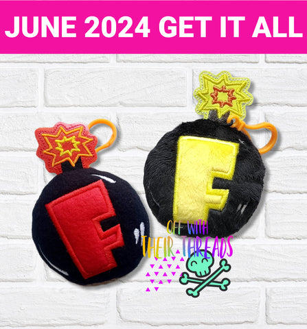 DIGITAL DOWNLOAD Applique F Bomb Squishy Key Chain Set JUNE 2024 MATURE MYSTERY BUNDLE