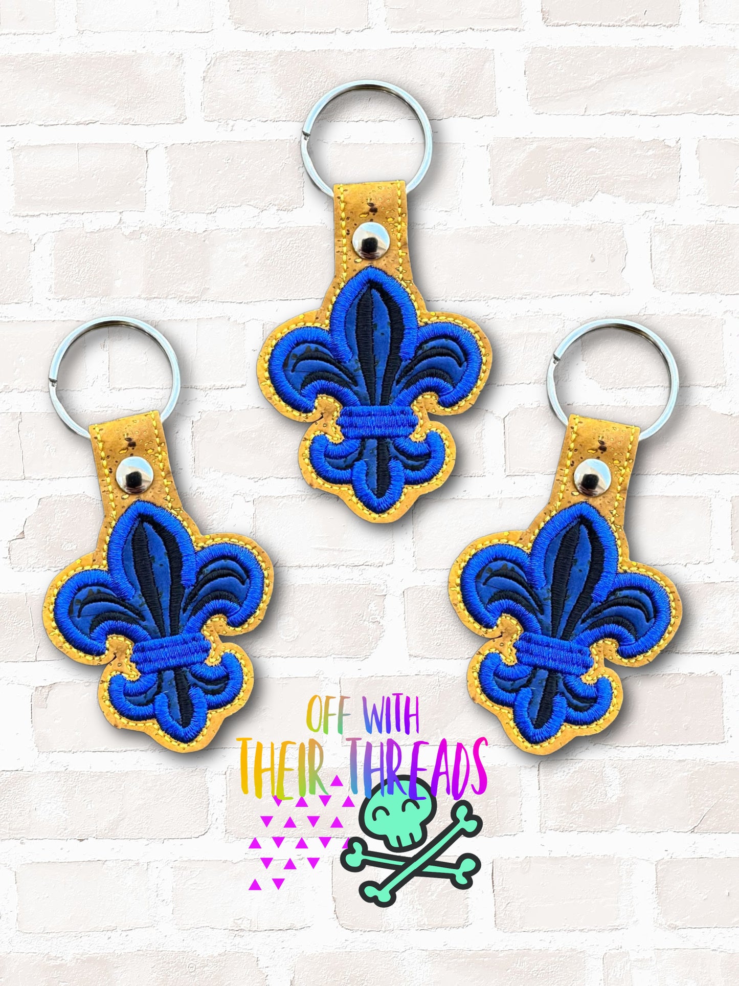 DIGITAL DOWNLOAD 5x5 Applique Fleur De Lis Snap Tab Keychain