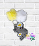 DIGITAL DOWNLOAD Flower Kitty Bag Tag Bookmark Ornament