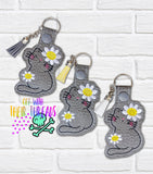 DIGITAL DOWNLOAD Flower Kitty Snap Tab Keychain