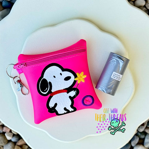DIGITAL DOWNLOAD 5x5 Applique Flowey Pup Poo Bag Holder