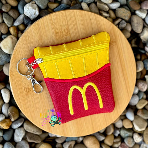 DIGITAL DOWNLOAD Applique French Fries Shaped Zipper Bag Lined and Unlined