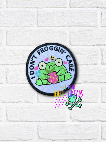 DIGITAL DOWNLOAD Don't Froggin' Care Patch 3 SIZES INCLUDED