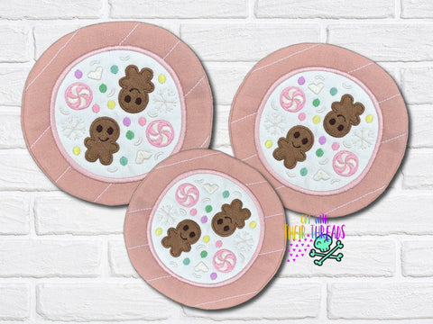 DIGITAL DOWNLOAD Applique Gingerbread Mug Rug 5 SIZES INCLUDED ENVELOPE