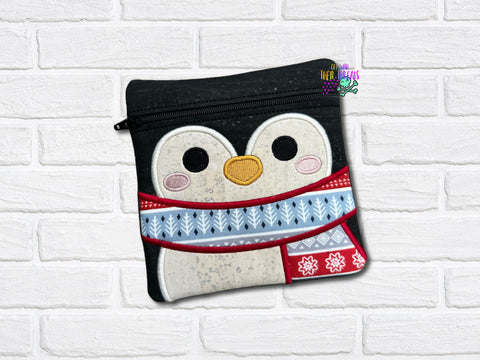 DIGITAL DOWNLOAD Applique Penguin Zipper Bag Set 5 SIZES INCLUDED