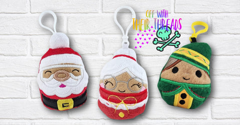 DIGITAL DOWNLOAD Applique Christmas Buddines Squishy Keychain Set