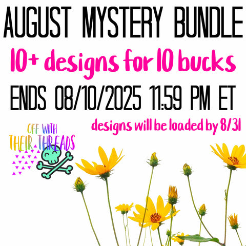 DIGITAL DOWNLOAD August 2025 Mystery Bundle 10+ DESIGNS $10 USD