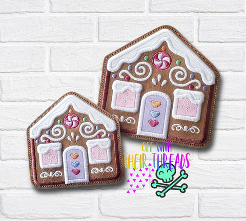 DIGITAL DOWNLOAD Applique Gingerbread House Coaster Oversized Feltie 2 SIZES INCLUDED