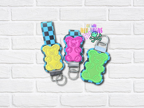DIGITAL DOWNLOAD Applique Gummy Bear Key Fob Set 3 SIZES INCLUDED
