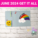 DIGITAL DOWNLOAD Applique Happy Vibes Rainbow A6 Notebook Cover JUNE 2024 MYSTERY BUNDLE