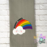 DIGITAL DOWNLOAD Applique Happy Vibes Rainbow 4 SIZES INCLUDED