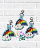 DIGITAL DOWNLOAD Applique Happy Vibes Rainbow Key Chain Snap Tab