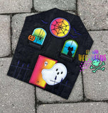 DIGITAL DOWNLOAD Applique Haunted House Rivet Panel Add On For ITH Gingerbread Rivet Bag 4 SIZES INCLUDED