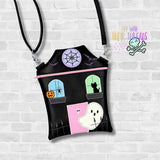 DIGITAL DOWNLOAD Applique Haunted House Zipper Bag Lined and Unlined