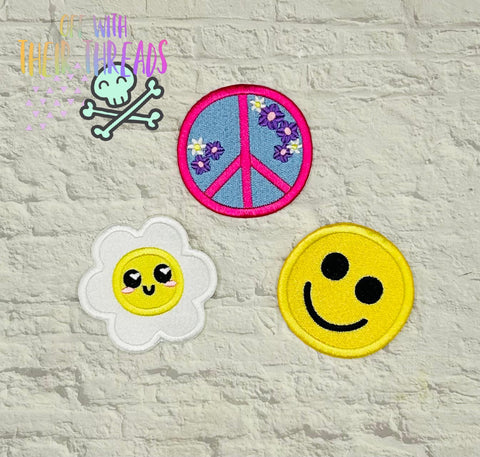 DIGITAL DOWNLOAD Hippie Patch Set 3 DESIGNS AND 3 SIZES INCLUDED MARCH 2024 MYSTERY