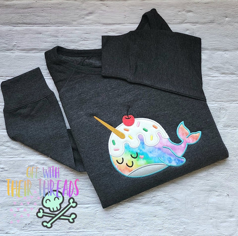 DIGITAL DOWNLOAD Applique Ice Cream Narwhal 5 SIZES INCLUDED