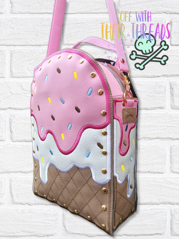 DIGITAL DOWNLOAD Applique Ice Cream Drip Panels Add On For ITH Rivet Backpack 4 SIZES INCLUDED