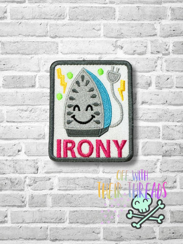 DIGITAL DOWNLOAD Irony Patch 3 SIZES INCLUDED