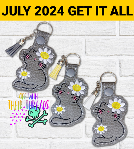 DIGITAL DOWNLOAD Flower Kitty Snap Tab Keychain