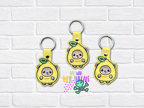 DIGITAL DOWNLOAD Lemon Bear Snap Tab Keychain