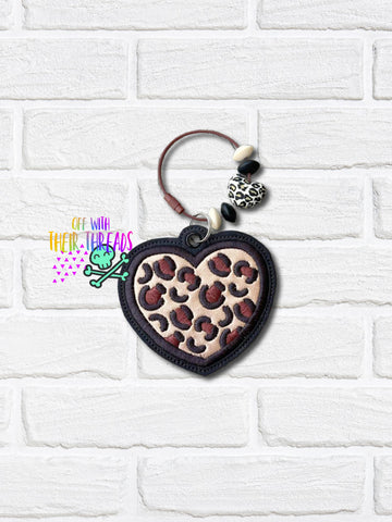 DIGITAL DOWNLOAD Applique Leopard Heart Bag Tag Ornament Bookmark