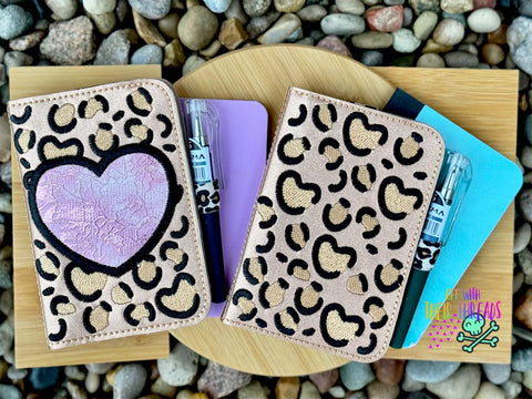 DIGITAL DOWNLOAD 5x7 Applique Leopard Heart Mini Composition Set Notebook Cover