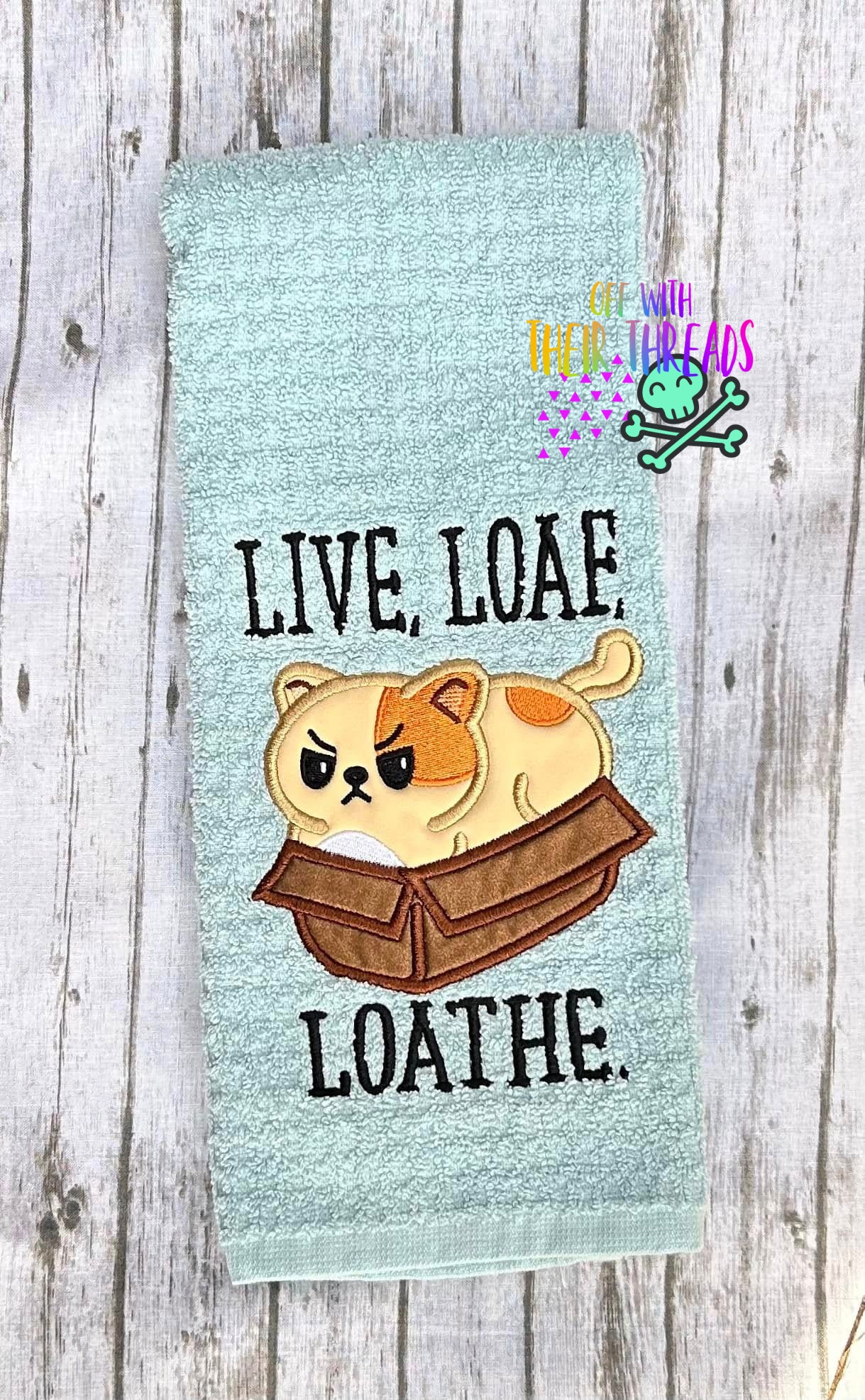 DIGITAL DOWNLOAD Applique Live Loaf Loathe Kitty 4 SIZES INCLUDED