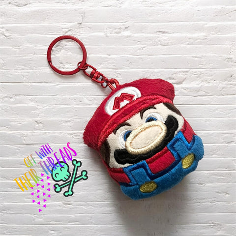 DIGITAL DOWNLOAD Applique Red Plumber Squishy Keychain