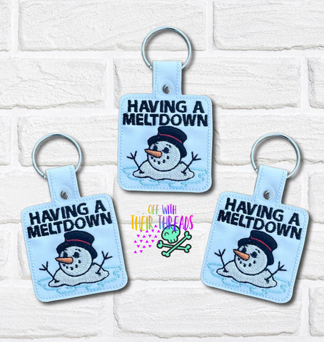 DIGITAL DOWNLOAD Having A Meltdown Snowman Snap Tab Keychain