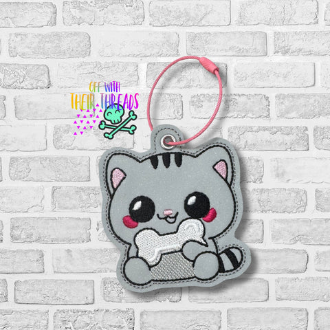 DIGITAL DOWNLOAD Kitty With Bone Bag Tag Ornament Bookmark