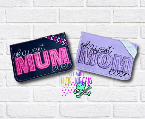 DIGITAL DOWNLOAD 5x7  Applique Okayest Mom Mum Mini Composition Notebook Cover Set