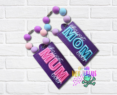 DIGITAL DOWNLOAD Applique Okayest Mom Mum Bag Tag Bookmark Ornament Set