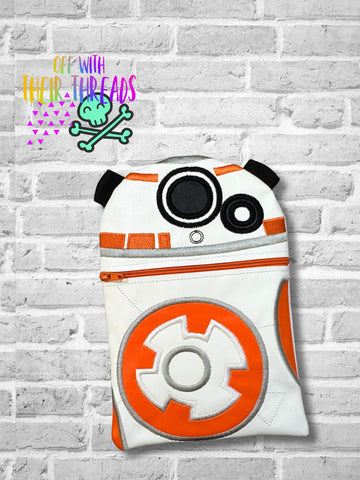 DIGITAL DOWNLOAD Orange Robot Zipper Bag Lined and Unlined