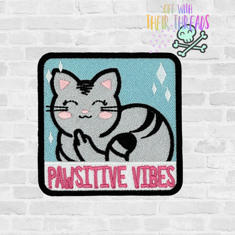DIGITAL DOWNLOAD Pawsitive Vibes Kitty Patch 3 SIZES INCLUDED