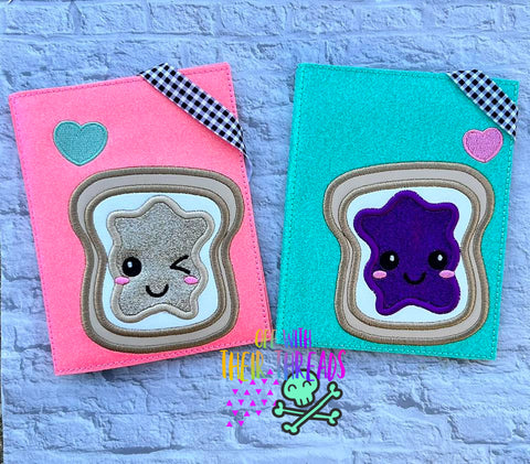 DIGITAL DOWNLOAD Applique Peanut Butter And Jelly A6 Notebook Cover Set
