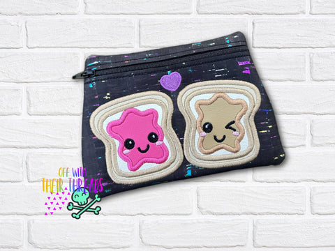 DIGITAL DOWNLOAD Applique Peanut Butter and Jelly Clutch Applique Zipper Bag Lined and Unlined