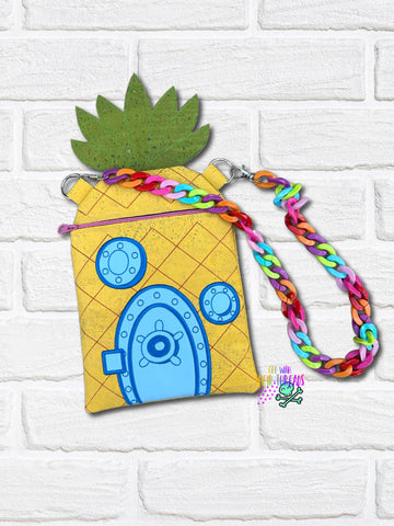 DIGITAL DOWNLOAD Applique Pineapple House Zipper Bag Lined and Unlined