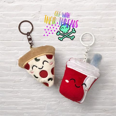 DIGITAL DOWNLOAD Applique Pizza Buddies Squishy Key Chain Set