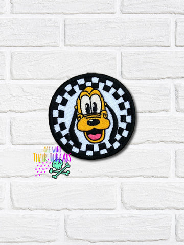 DIGITAL DOWNLOAD Checker Yellow Dog Patch 3 SIZES INCLUDED