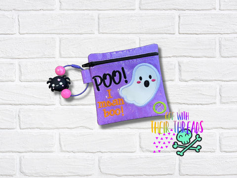 DIGITAL DOWNLOAD 5x5 Applique Poo Ghost Dog Poo Bag Holder Halloween