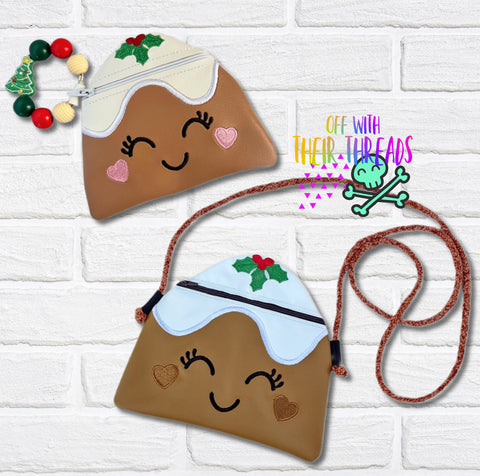 DIGITAL DOWNLOAD Applique Christmas Pudding Zipper Bag Lined and Unlined