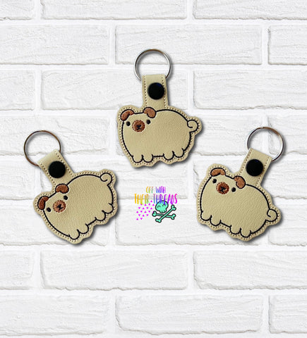 DIGITAL DOWNLOAD Chubby Pug Snap Tab Key Chain
