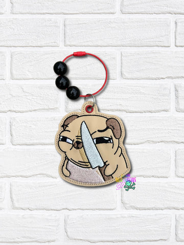 DIGITAL DOWNLOAD Stabby Pug Bag Tag Ornament Bookmark
