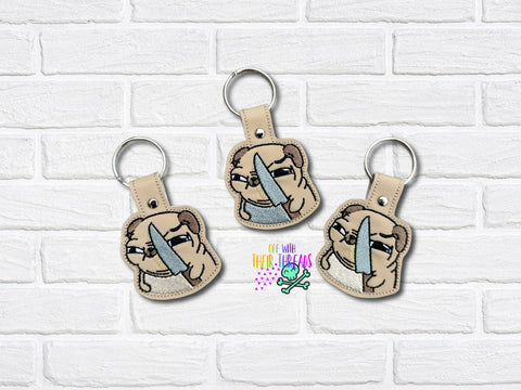 DIGITAL DOWNLOAD Stabby Pug Snap Tab Key Chain