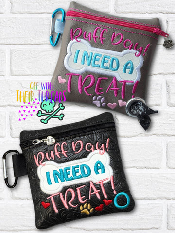 DIGITAL DOWNLOAD 5x5 Applique Ruff Day I Need A Treat Bag Holder