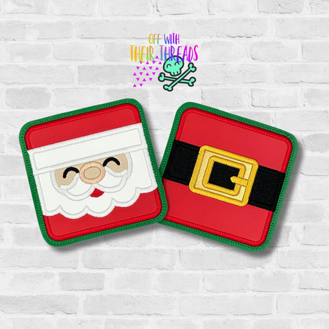 DIGITAL DOWNLOAD Applique Santa And Buckle Coaster Set