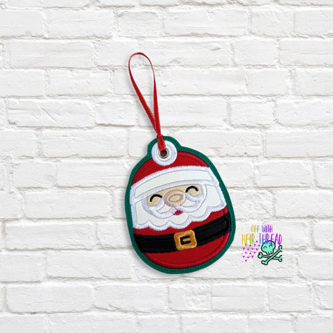 DIGITAL DOWNLOAD Applique Santa Ornament Bag Tag Bookmark