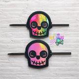 DIGITAL DOWNLOAD GApplique Skull Hair Holder Bun Cover Set