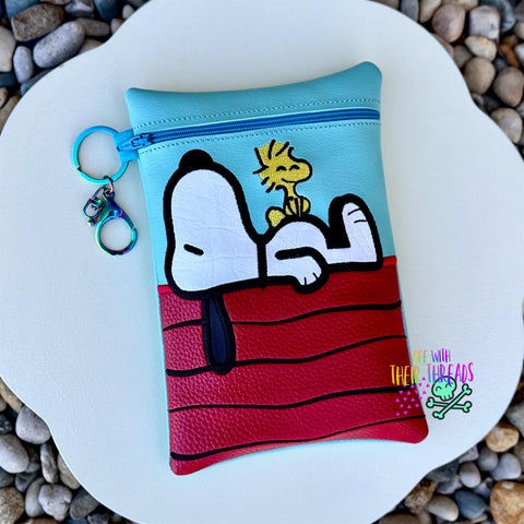 DIGITAL DOWNLOAD Applique Snoopy Zipper Bag Lined and Unlined
